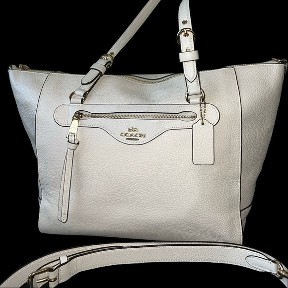 Authentic Coach C5690 “Kleo” Large Carryall Pebbled Leather Handbag in Chalk - Picture 2 of 12